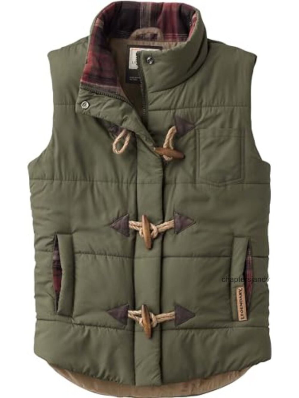 Quilted Toggle Puffer Vest Suede Lined Collar Fall Outdoor
